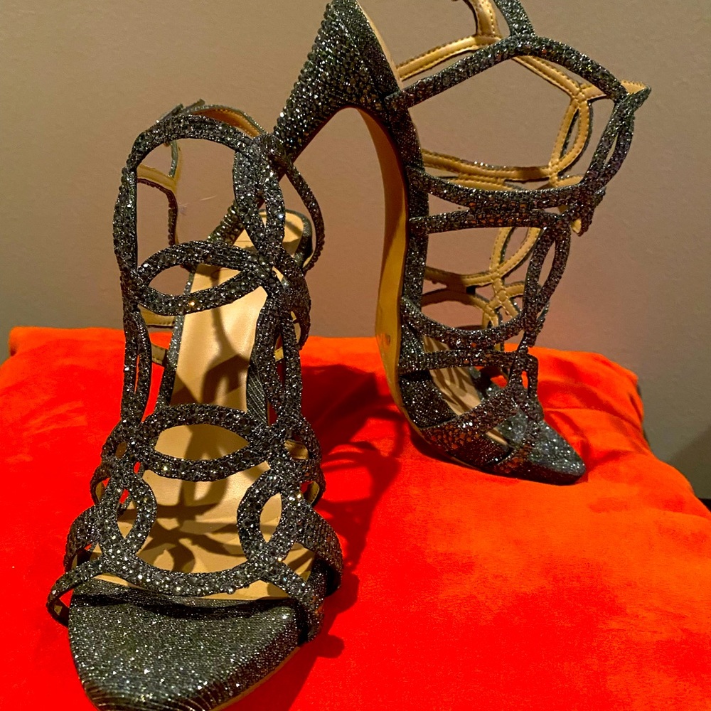 Sexy Pewter Strap Heels